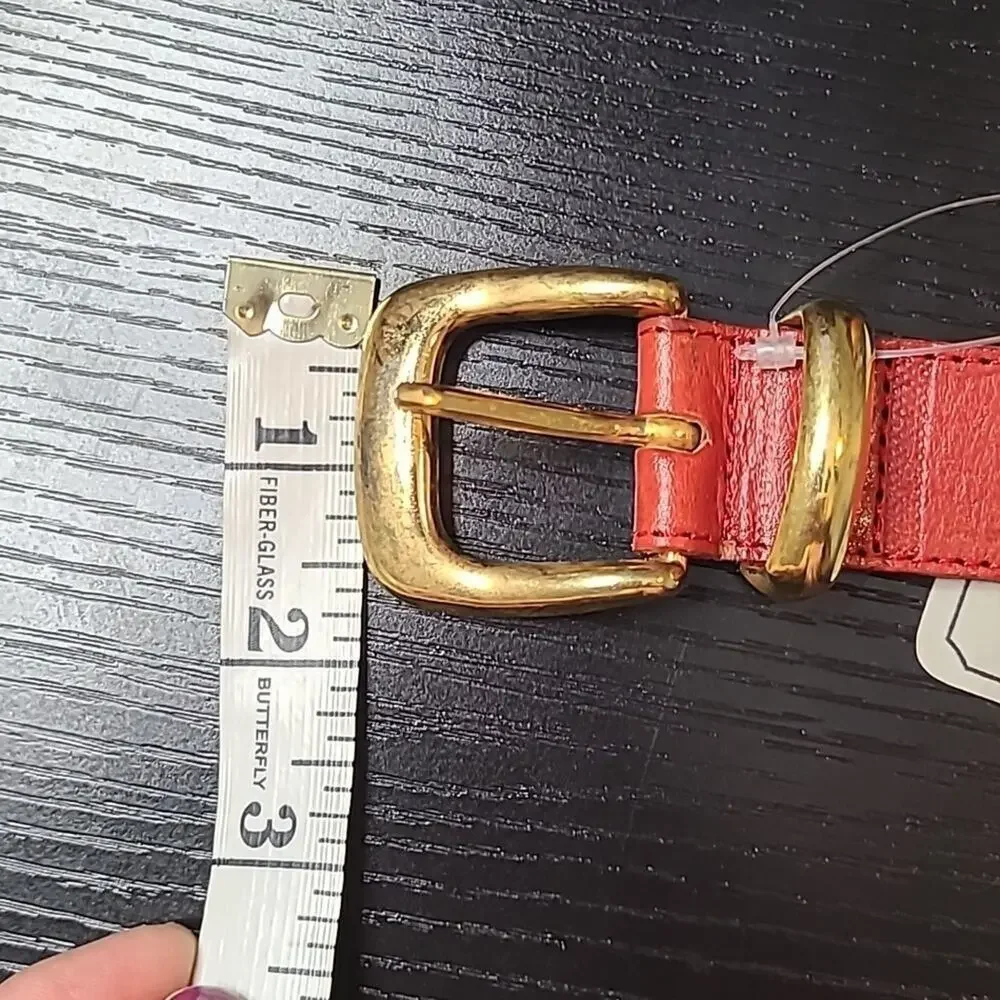 Vintage 80's deadstock red leather chain belt